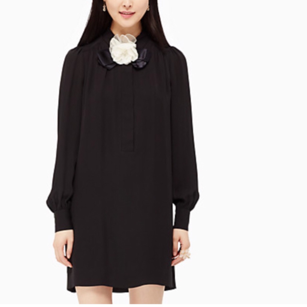 Kate Spade Black Rosette Shift Shirt Dress Size 4 Please Read!